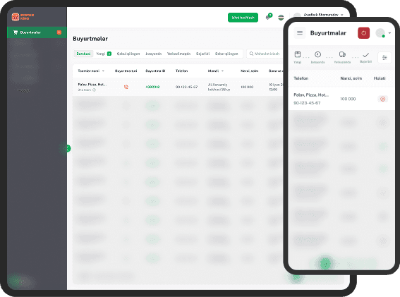 App interface on mobile devices